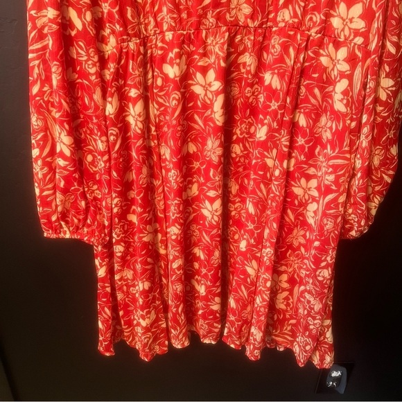 Torrid Red/Orange & tan with metallic thread long sleeve midi dress Size 2 - Picture 11 of 13
